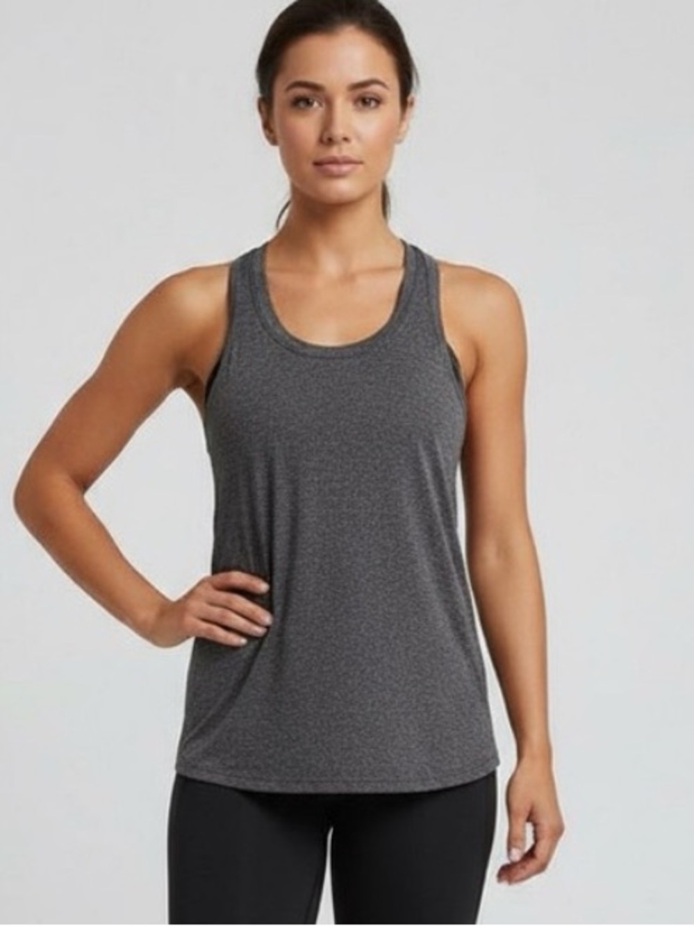 Quince Flowknit Ultra Soft Performance Racerback Tank Heather Grey XS
